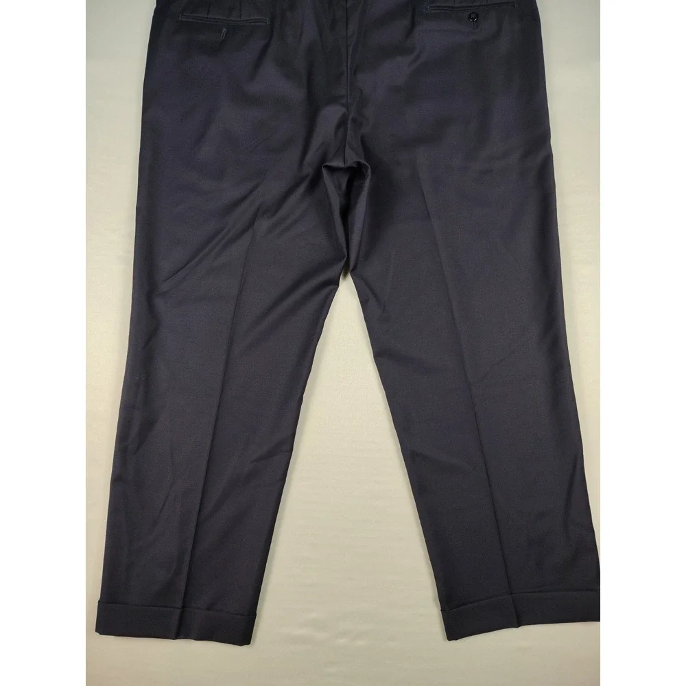 Zanella Devan 100% Wool Dress Pants Mens 46x28.5 Navy Made Italy Cuffed Office